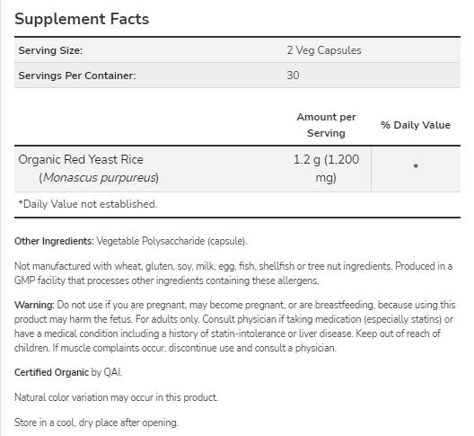 Rdeči kvas riž 600 mg - 120 kapsul