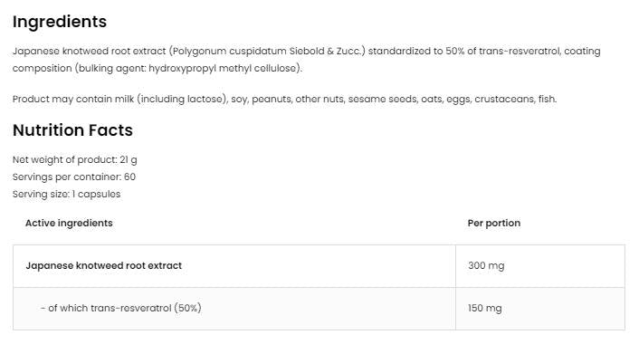 Resveratrol 150 mg / vege 60 kapsul