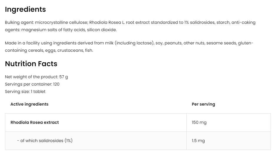 Rhodiola rosea 150 mg / vege - 120 tablet