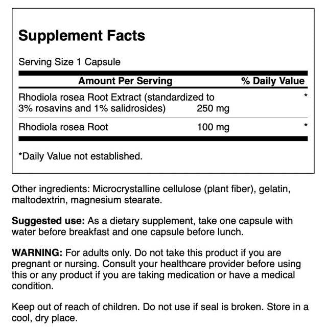 Izvleček Rhodiola Rosea | 3 % R<tc>Osavi</tc>ns 60 kapsul