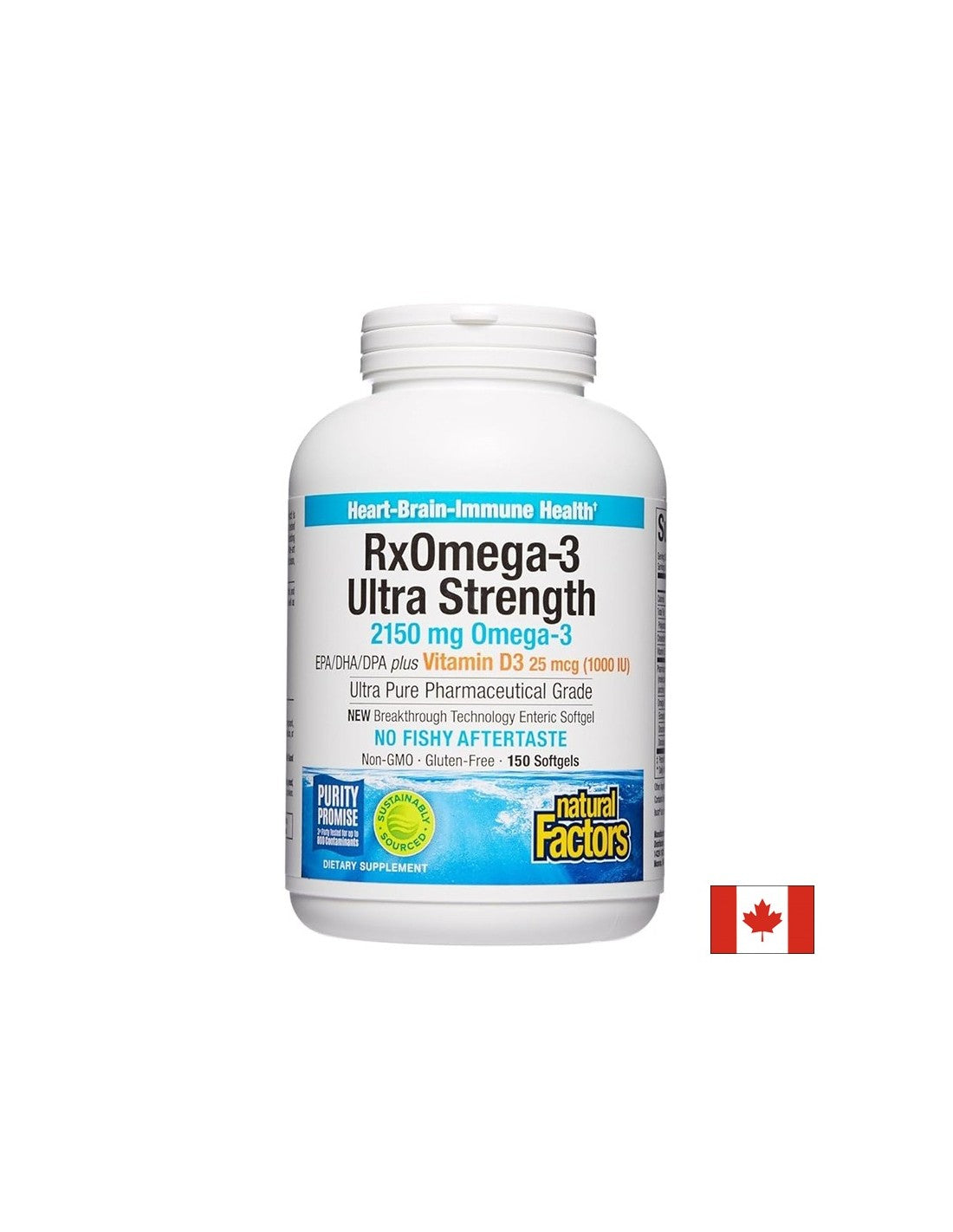 Rx omega-3 Ultra trdnost 2150 mg + vitamin D3 1000 iu, 150 kapsul softgela