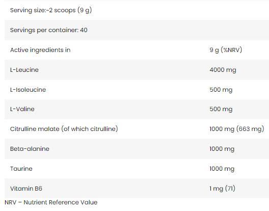 Core BCAA 8: 1: 1 | s citrulinom in beta -alaninom - 350 gramov