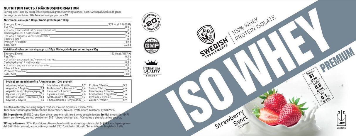 <tc>Swedish Supplements</tc> ISO Whey / Premium izolat beljakovin [700 gramov, 20 odmerkov]