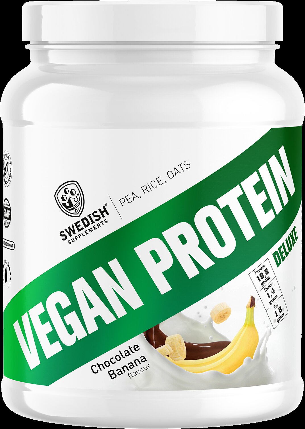 <tc>Swedish Supplements</tc> Vegan Protein Deluxe | iz graha, riža in ovsa [750 gramov, 27 odmerkov]