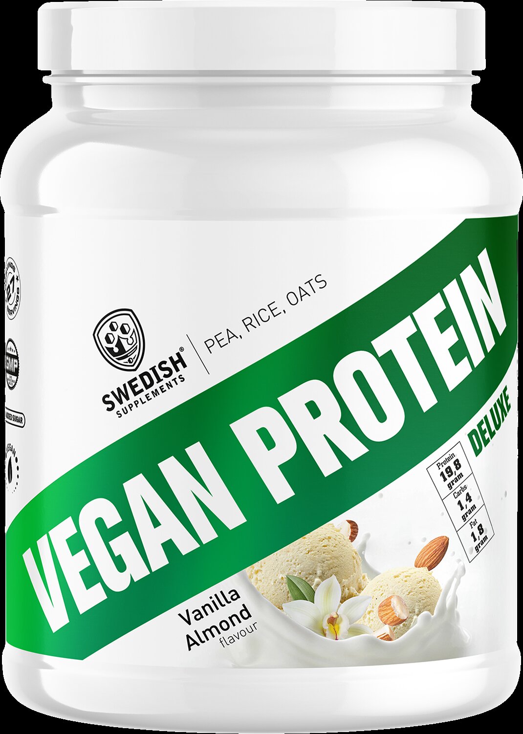 <tc>Swedish Supplements</tc> Vegan Protein Deluxe | iz graha, riža in ovsa [750 gramov, 27 odmerkov]