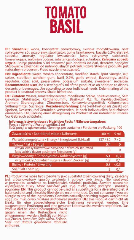 Zero kalorična omaka | Paradižnikova bazilika - 500 ml