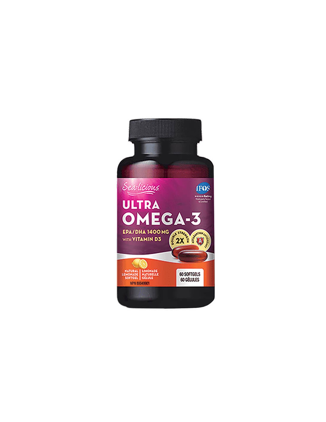 Sea-Licious® Ultra Omega-3 z vitaminom D3 - Omega-3 + vitamin D3, 60 mehkih kapsul <tc>Natural Factors</tc>