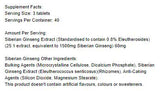 Sibirski ginseng 1500 mg - 120 tablet