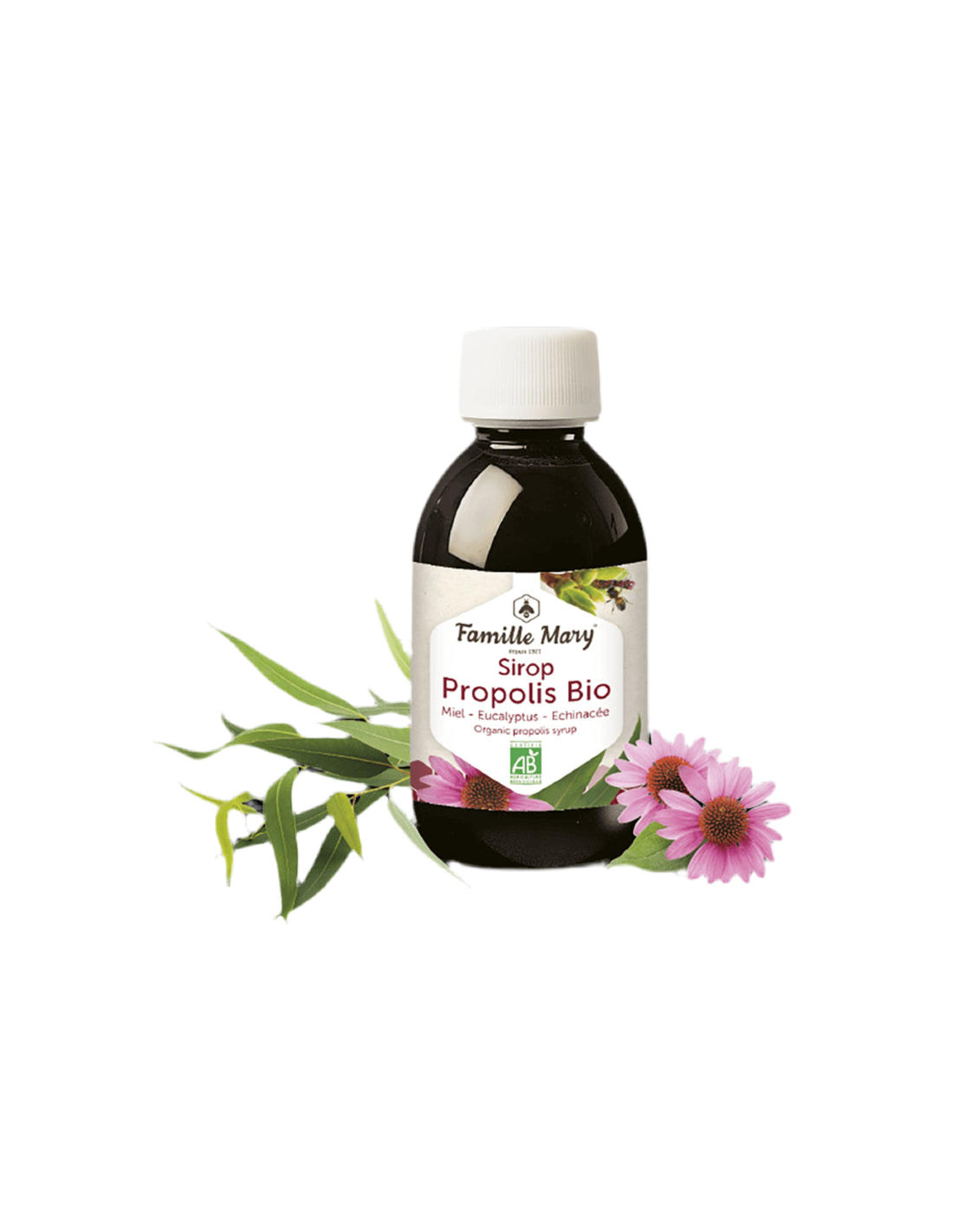 Sirop Propolis Bio (z medom, evkaliptusom in ehinaceo), 150 ml Famille Mary