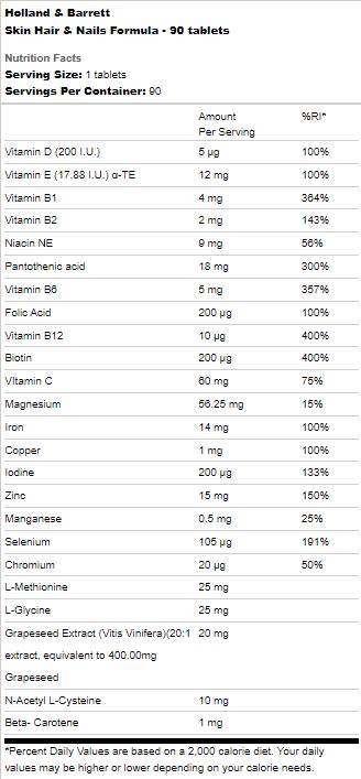 Koža - lasje - nohti formula 90 tablet