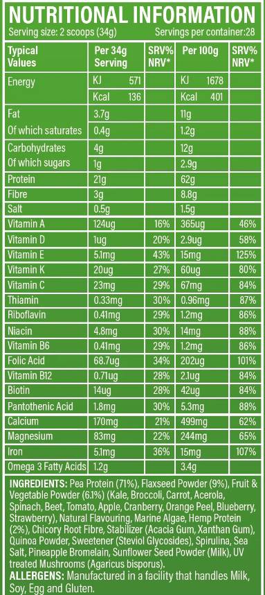Superfood Zeleni v prahu - 952 gramov