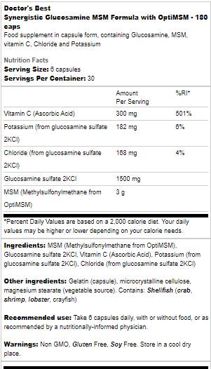 Formula MSM sinergistične glukozamine | Z Optimsm - 180 kapsul