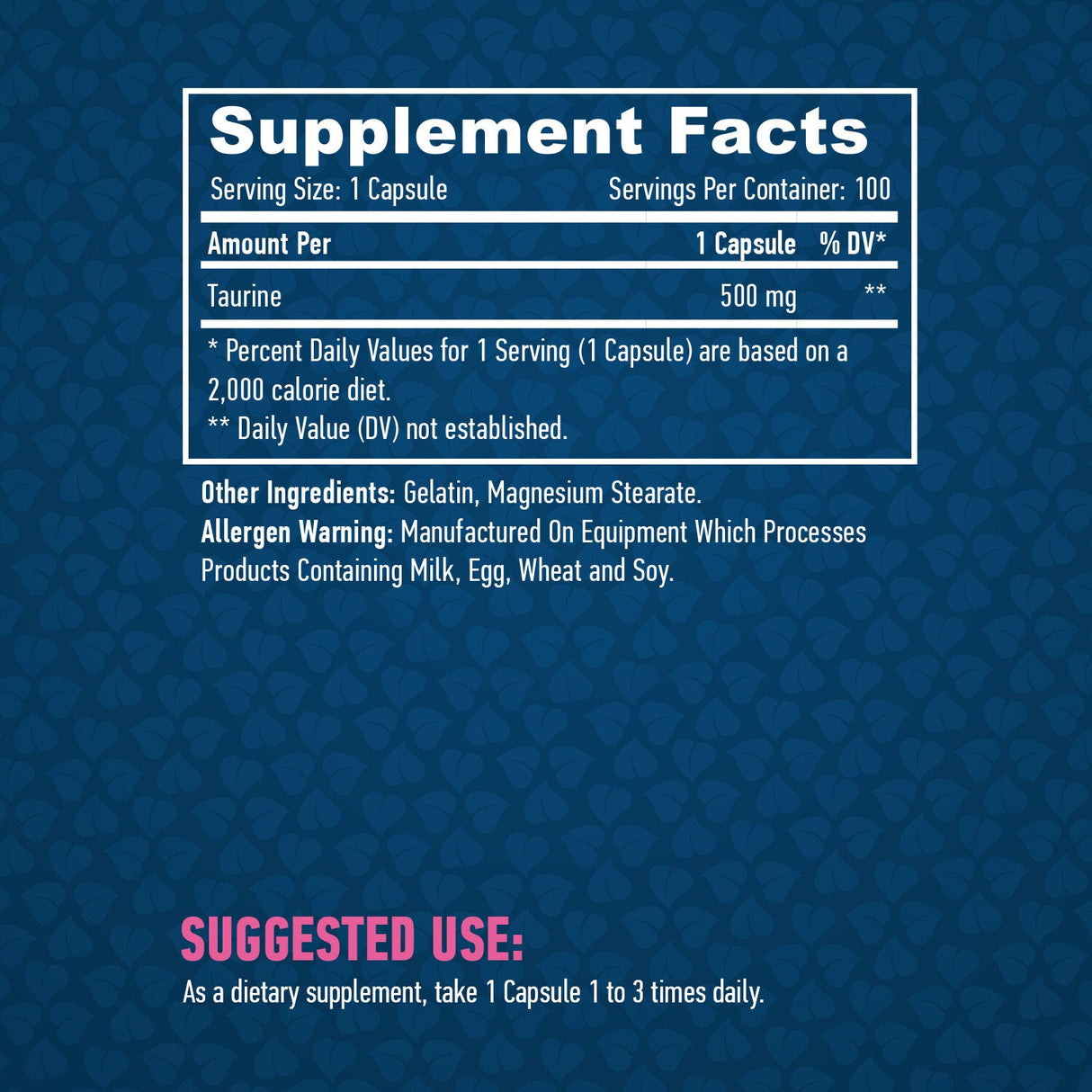 Taurin 500mg. / 100 kape.