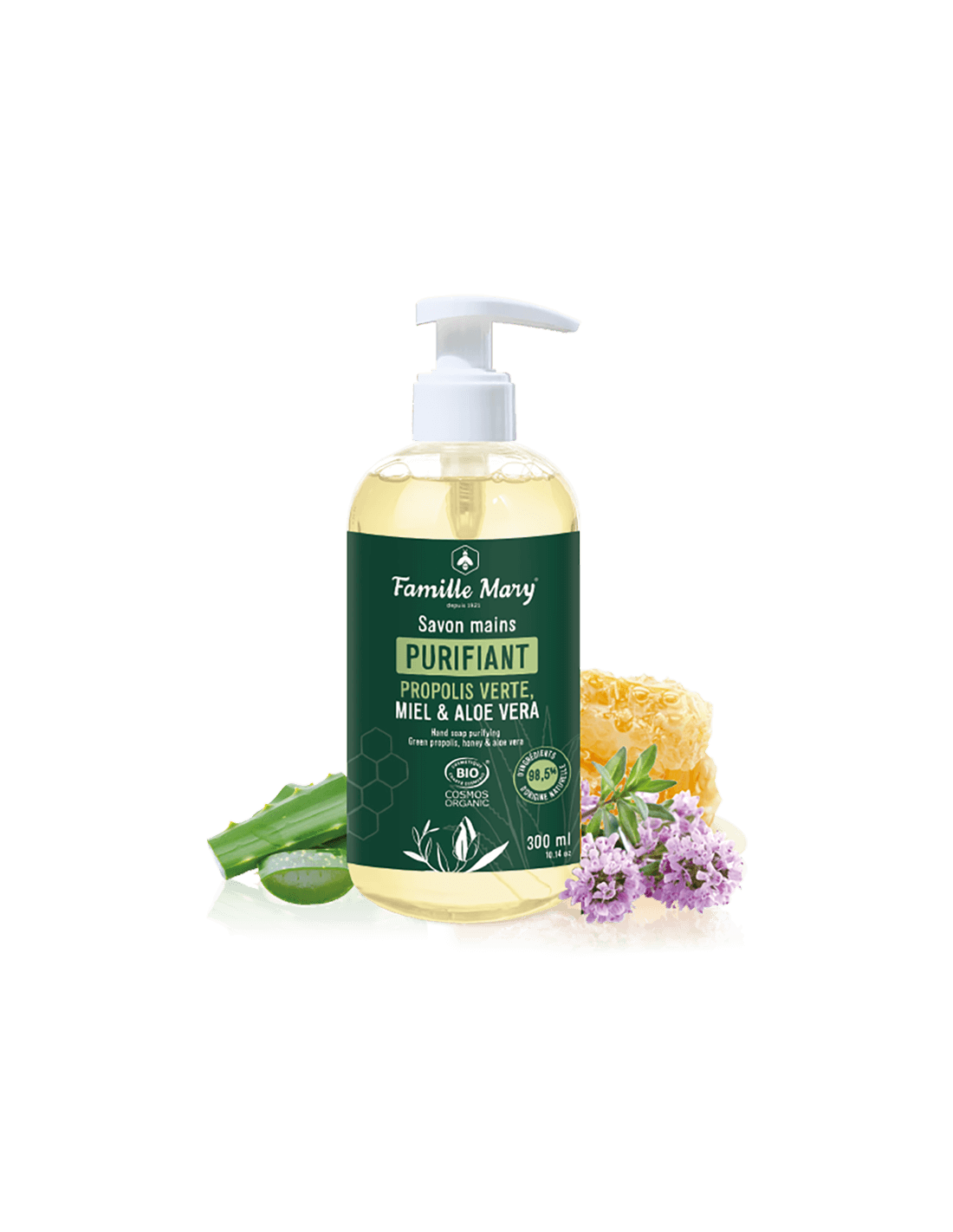 Tekoče ročno milo z zelenim propolisom, med in aloe vero, 300 ml