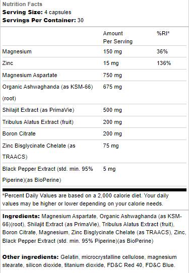 Preskusna podpora | Z Ashwagandha in Shilajit - 120 kapsul