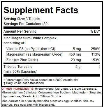 Testo hardcore | Tribulus + zma - 90 tablet