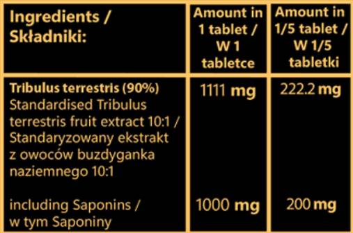 Tribulus 1000 mg | Izvleček sadja z 90% saponini - 100 tablet
