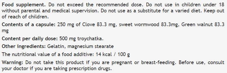 Troychatka 250 mg - 100 kapsul