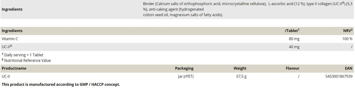 Kolagen tipa UC -II - 90 tablet