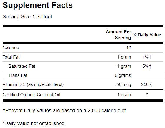 Ultra vitamin D-3 s kapsulami za kokosovo olje 2000 UI 60 gela