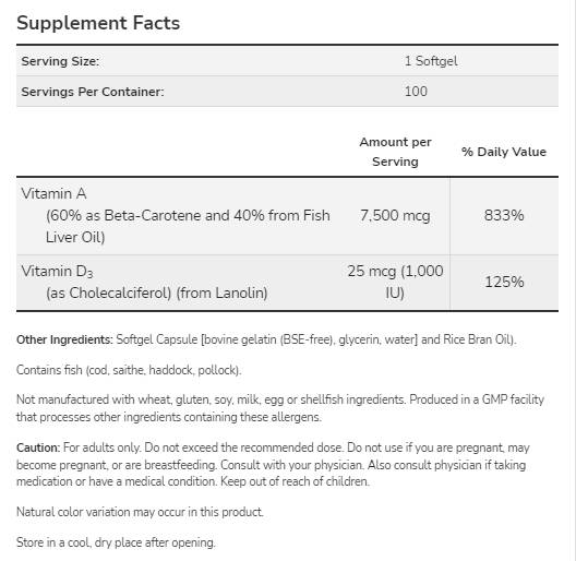 Ultra A & D-3 | Vitamin A 25.000 in vitamin D 1000 iu - 100 gel kapsul