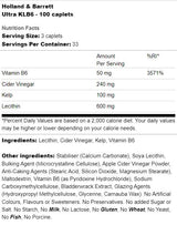 Ultra KLB6 | KELP, lecitin, B6 in jabolčni kis - 100 kapsul