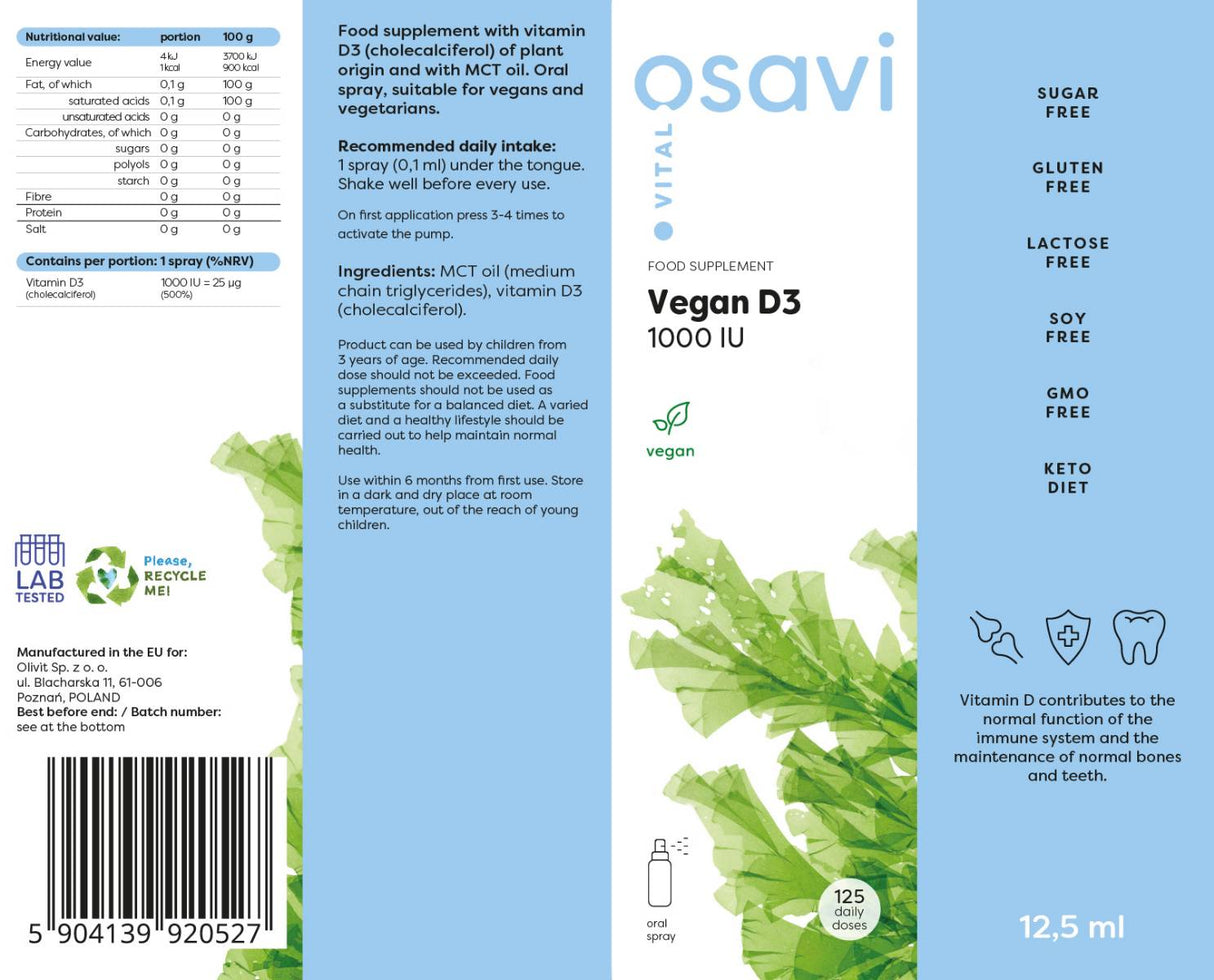 Vegan D3 1000 iu | Peroralno razpršilo - 12,5 ml
