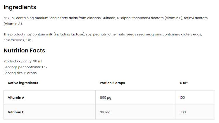 Vitamin A + E pade 30 ml