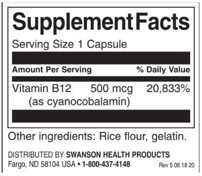 Vitamin B -12 500 mcg - 250 kapsul