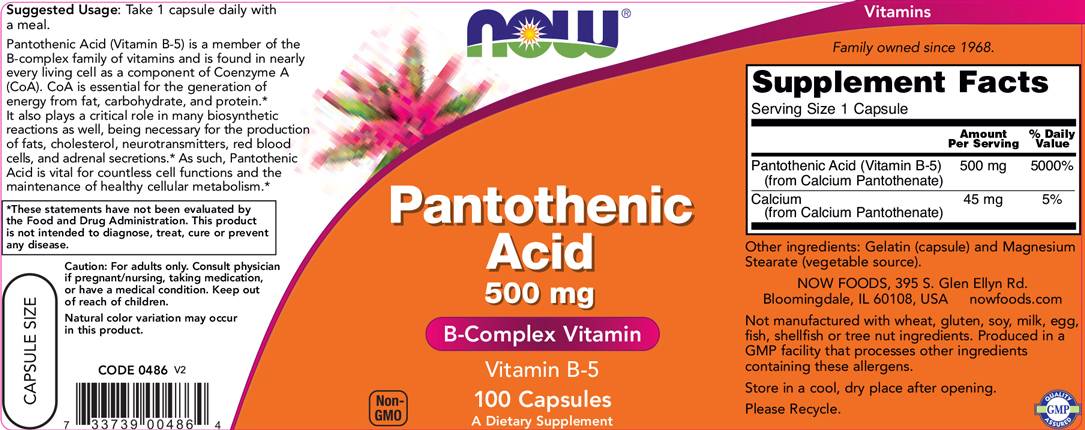 Vitamin B -5 / pantotenska kislina 500 mg - 100 kapsul