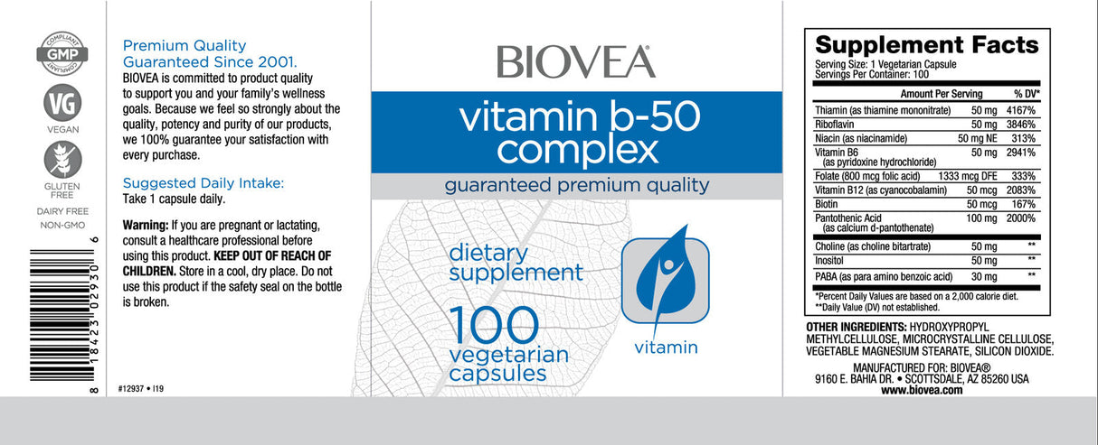 Vitamin B-50 kompleks 50 mg / 100 kap