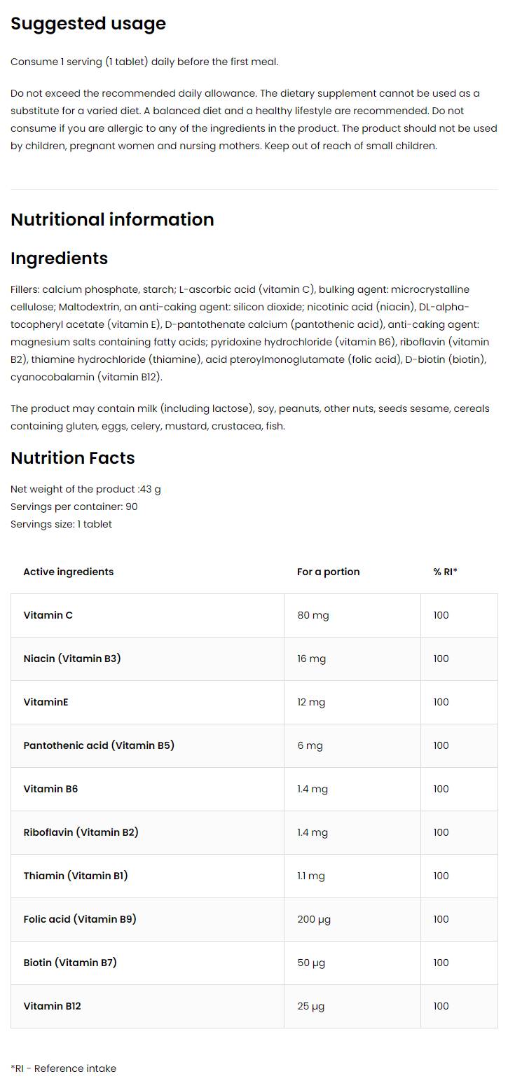 Kompleks vitamina B + C&E - 30 tablet