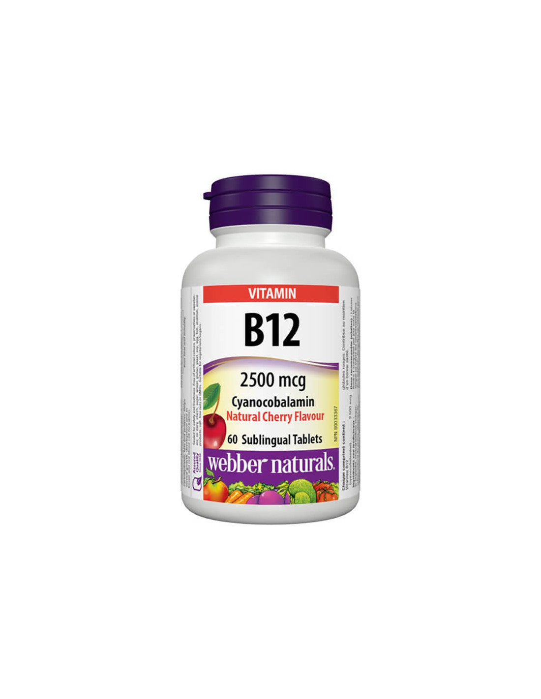 Vitamin B12 Cyanocobalamin - Vitamin B12 (cianokobalamin) 2500 µg, 60 podjezičnih tablet <tc>Webber Naturals</tc>