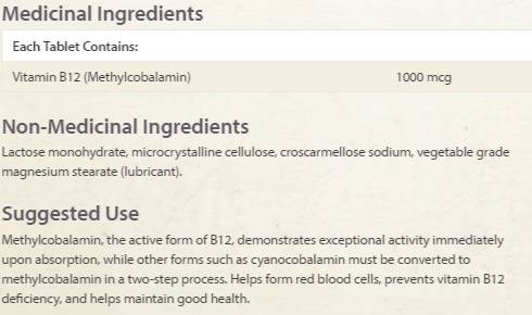 Vitamin B12 metilkobalamin 1000 mcg - 90 podjezičnih tablet