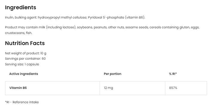 Vitamin B6 | P-5-P 12 mg 60 kapsul