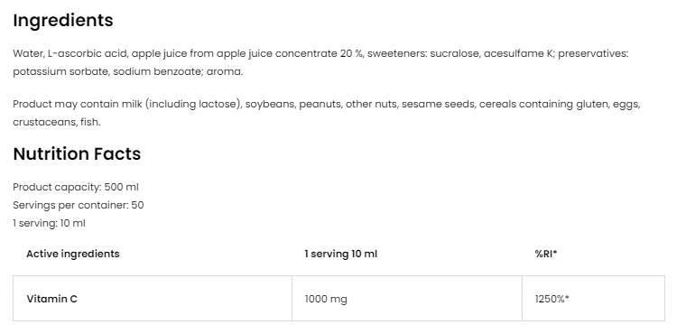 Vitamin C 1000 tekočina 500 ml