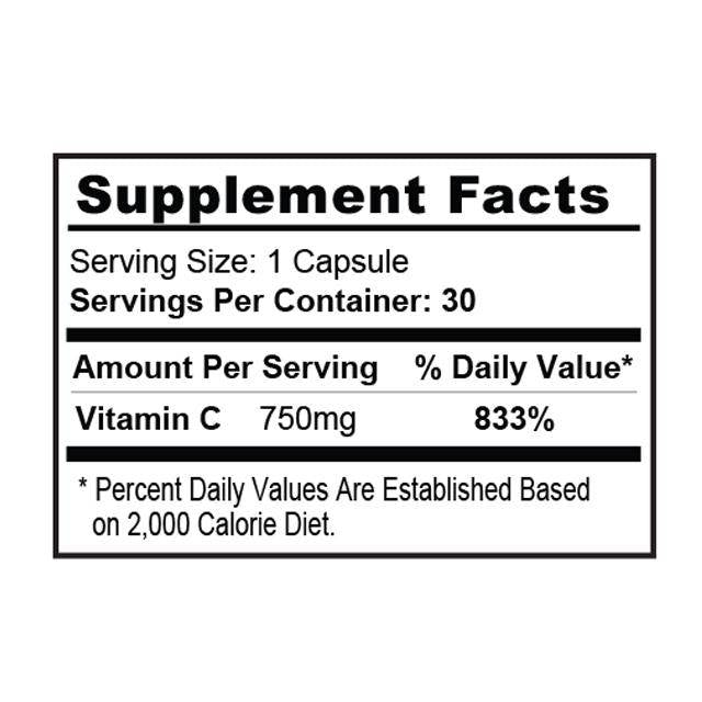 Podpora za vitamin C 750 mg / imunski sistem - 30 kapsul