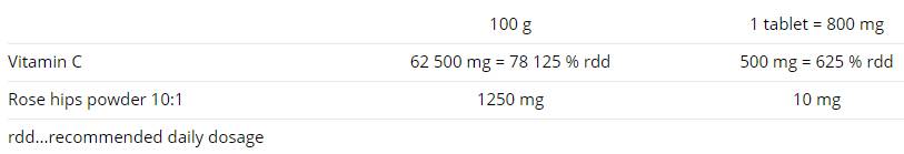 Vitamin C z vrtnimi boki - 100 tablet