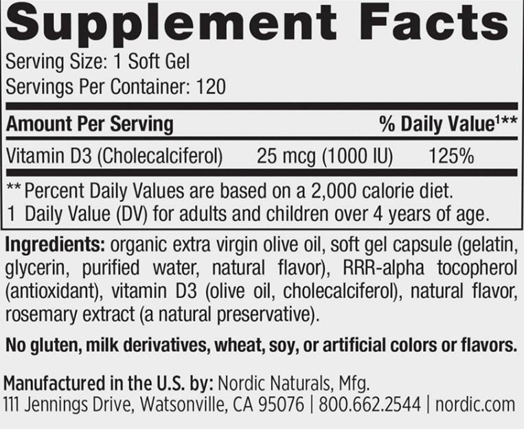 Vitamin D3 1000 iu - 120 gel kapsul