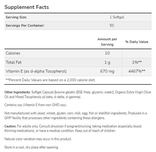 Vitamin E -1000 Natural - 50 gel kapsul