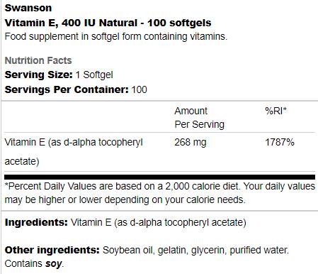 Vitamin E 400 iu Natural 100 gel kapsul