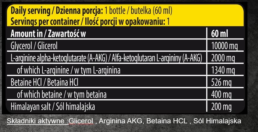 Anabolična na odrski črpalki | Glycerol & Aakg Mega črpalka brez stimulansa - 60 ml