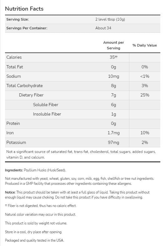 Celoten Psyllium Husks v prahu - 340 gramov
