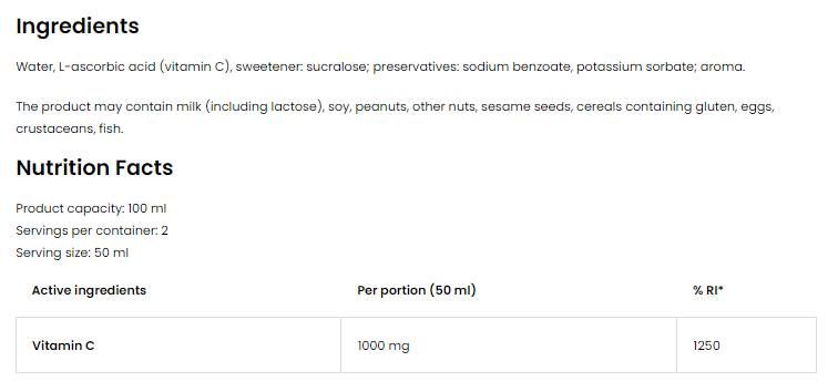 Vitamin C 2000 strel - 20 x 100 ml