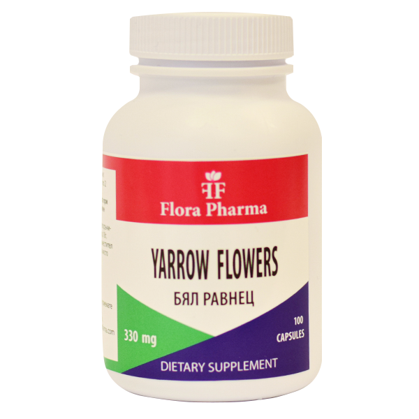 Yarrow (cvetje Yarrow) 1980 mg / 100 kapsul, 33 odmerkov / Flora Farma