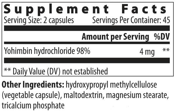 Yohimbe HCl 2 mg 90 kapsule