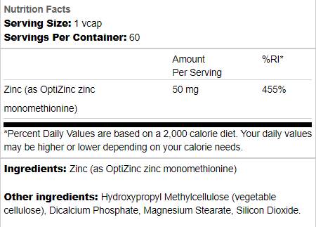 Cink 50 mg | kot Optizinc - 60 kapsul