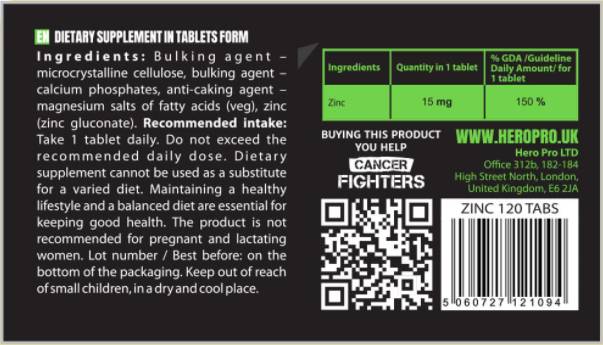 Cink glukonat 15 mg 120 tablet
