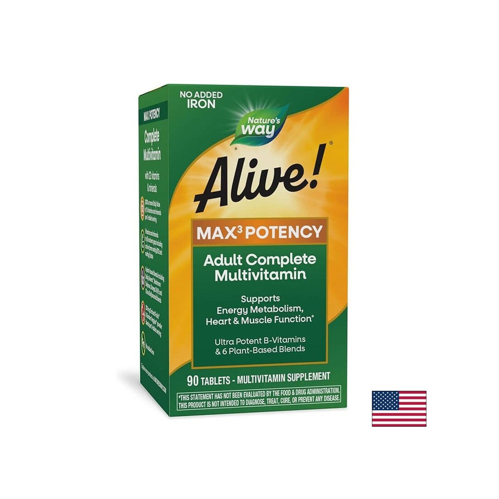 <tc>Alive</tc>!® Max6 Max Potency multivitamin (brez železa) <tc>Alive</tc>! / Multivitamini maksimalne jakosti (brez dodanega železa), 90 kapsul Nature's Way