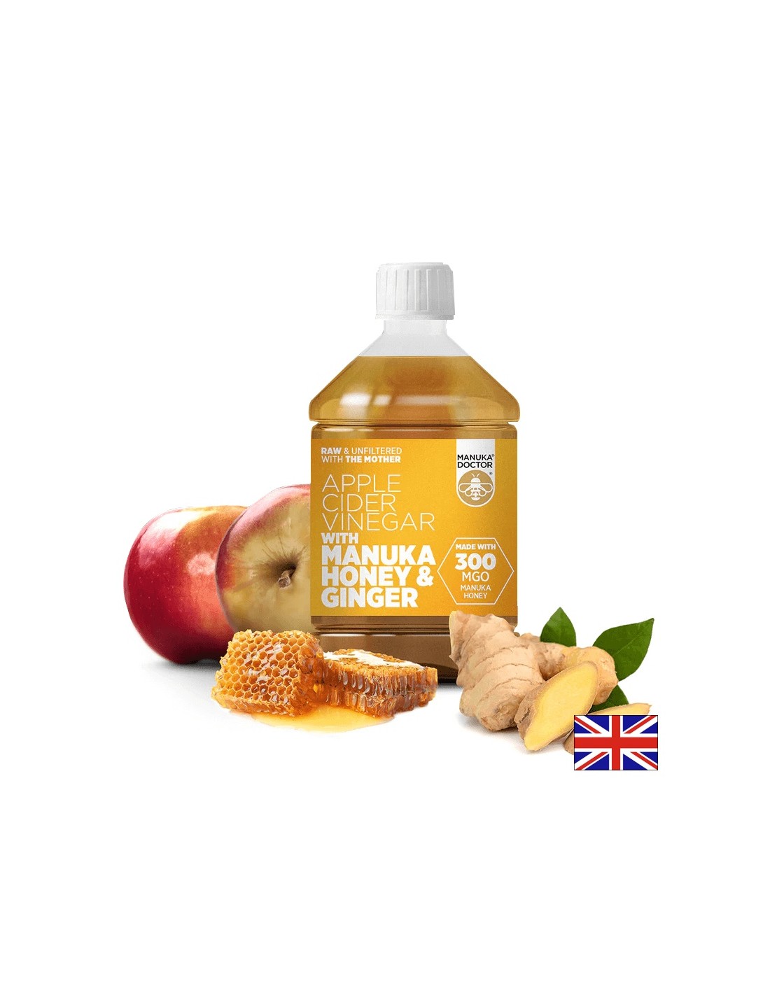 Jabolčni kis + med iz Manuka in ingverja - jabolčni kis z Manuka Honey & Ginger (300 MgO), 500 ml
